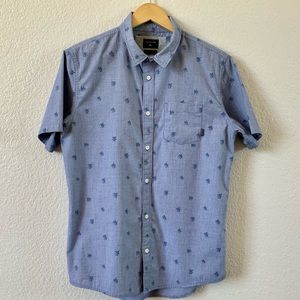 Quicksilver Short Sleeve Button Down Palm Trees